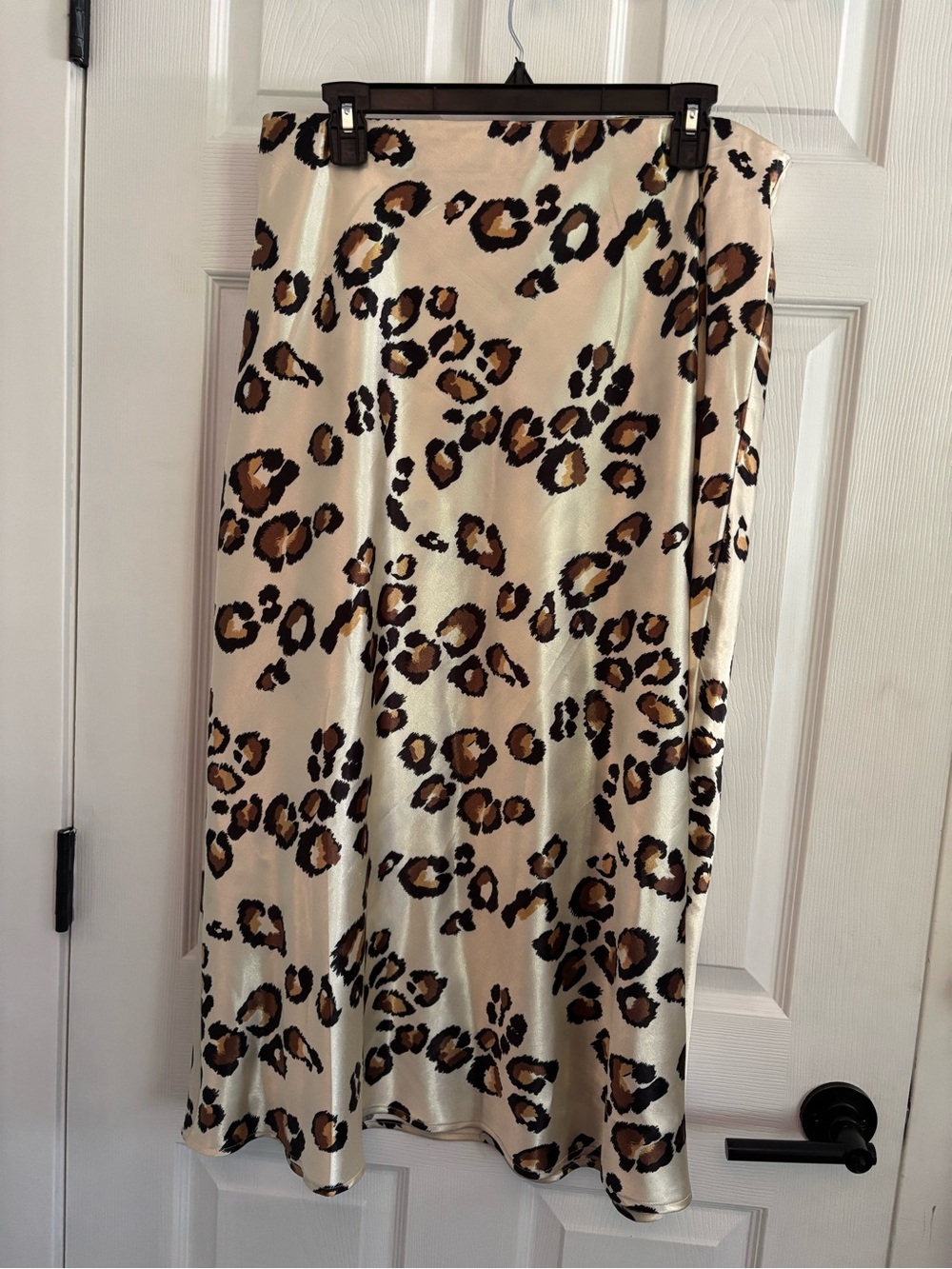 Leopard Print Satin Maxi Skirt